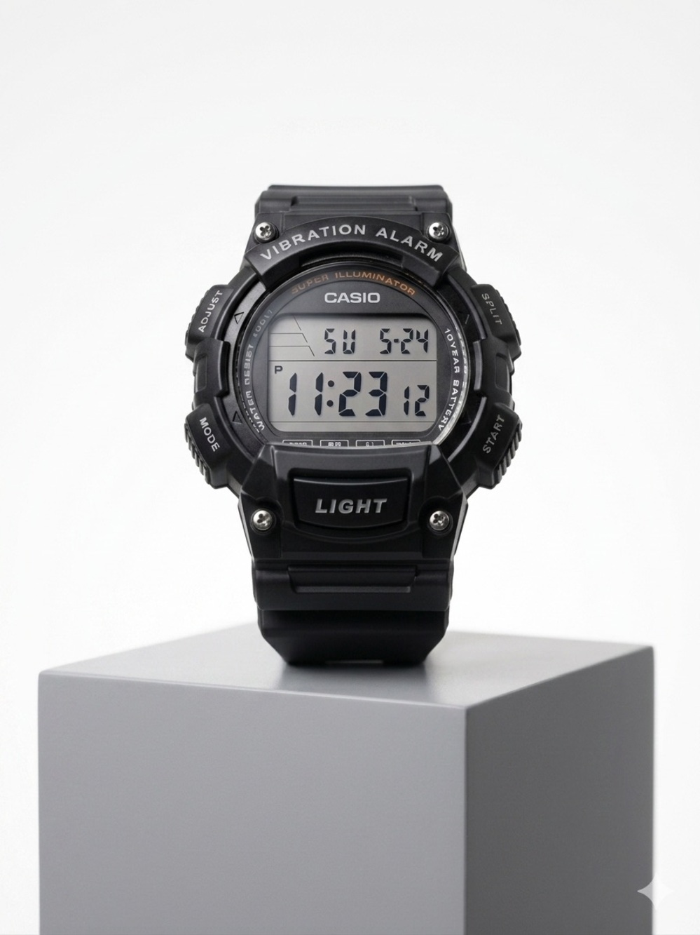 Casio Men's Watch W736H Super Illuminator Digital Quartz Black  Resin Black 3446